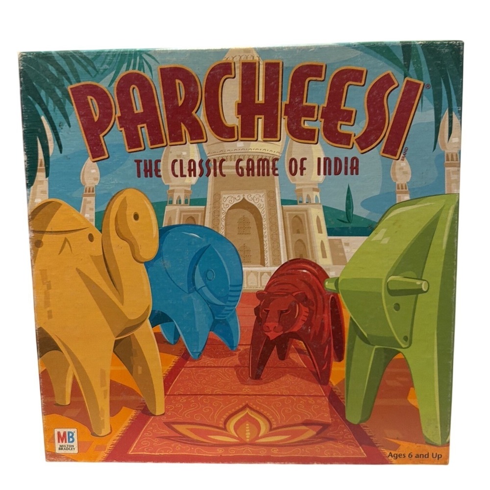 Milton Bradley Parcheesi The Classic Game of India 2001 Animal Pawns 40337